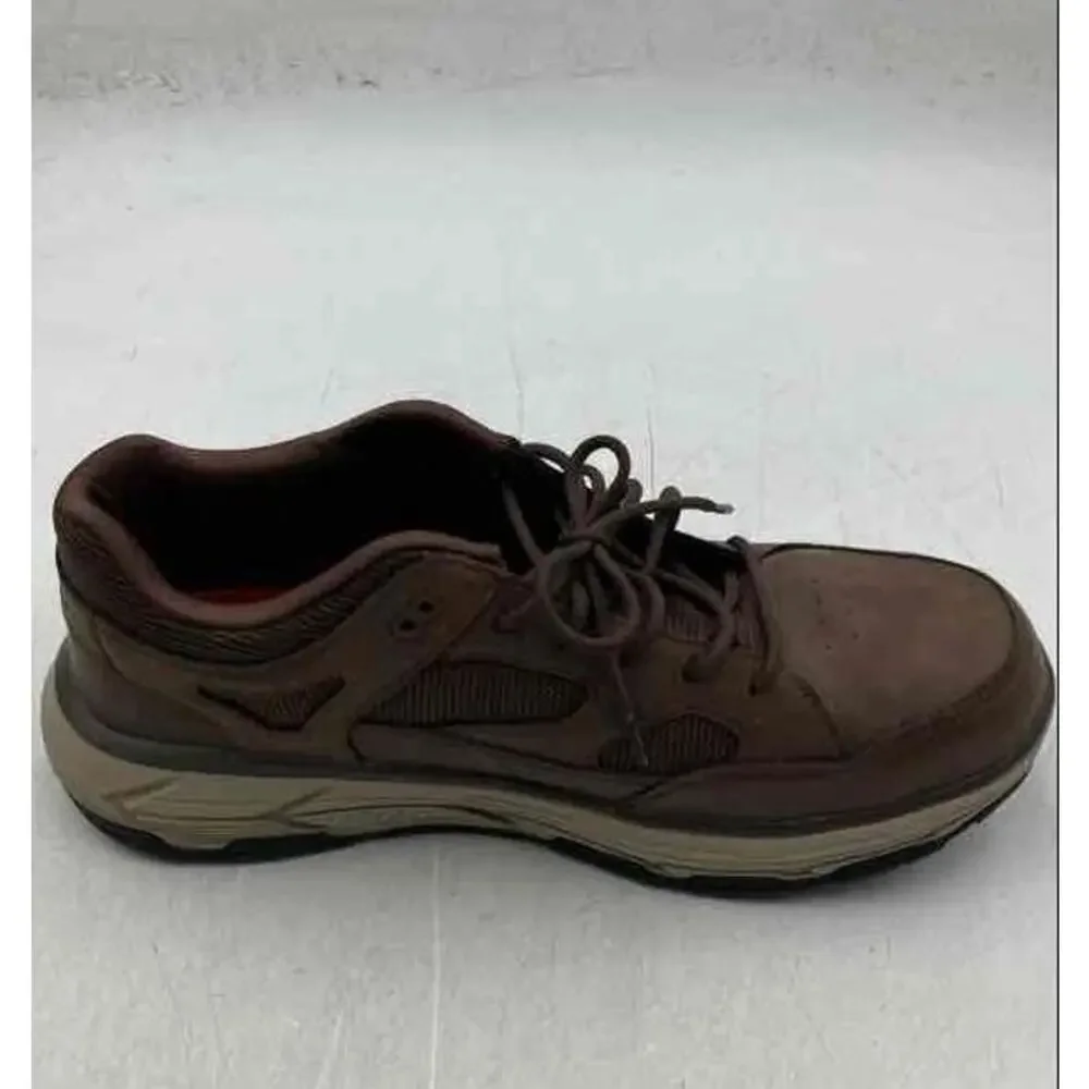 SKECHERS MAX STOUT ST Brown Leather Alloy Toe Work Shoes Men’s Size 14 NWOB